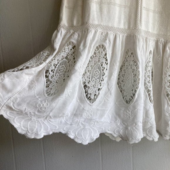 Joseph A Dress Knit Blend Eyelet lace accent Button Back Drop Waist Sz M - Picture 2 of 12